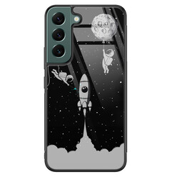 Leuke Telefoonhoesjes Samsung Galaxy S22 glazen hardcase - Space shuttle