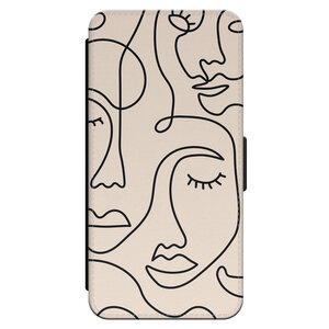 Leuke Telefoonhoesjes iPhone 14 bookcase leer - Abstract faces
