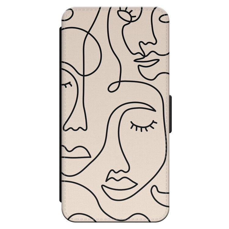 Leuke Telefoonhoesjes iPhone 14 bookcase leer - Abstract faces