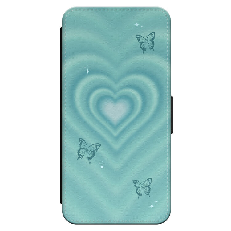 Leuke Telefoonhoesjes iPhone 14 bookcase leer - Retro hart vlinder