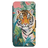 Leuke Telefoonhoesjes iPhone 14 bookcase leer - Tijger in de jungle