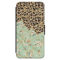 Leuke Telefoonhoesjes iPhone 14 bookcase leer - Luipaard flower print