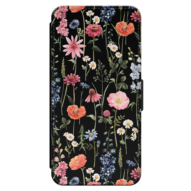 Leuke Telefoonhoesjes iPhone 14 bookcase leer - Dark flowers