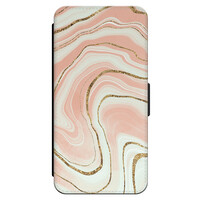 Leuke Telefoonhoesjes iPhone 14 bookcase leer - Swirl beige