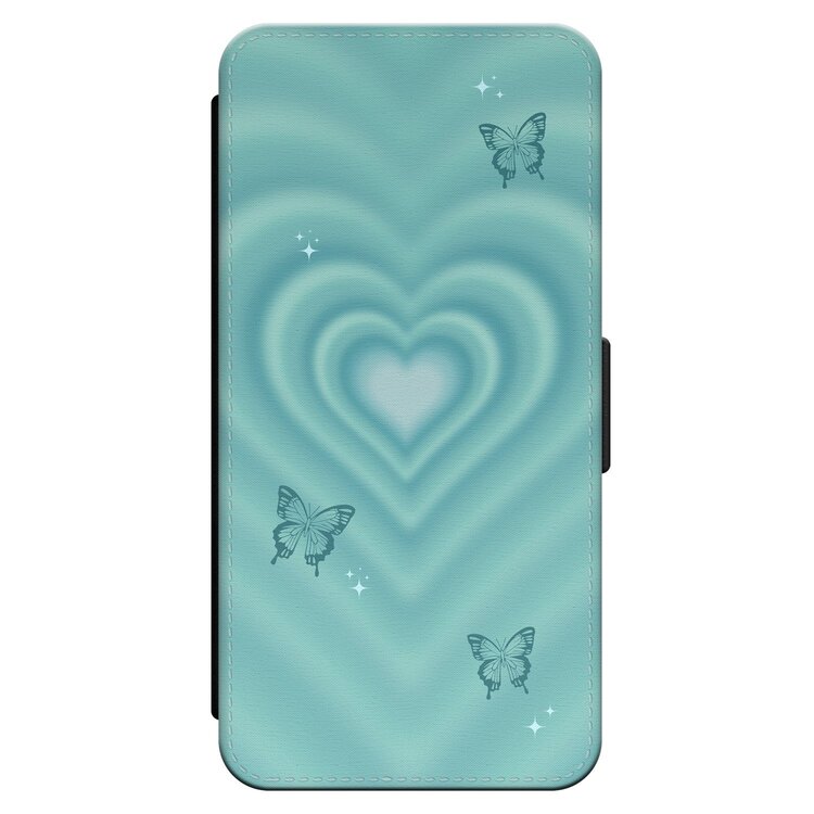 Leuke Telefoonhoesjes iPhone 14 Pro bookcase leer - Retro hart vlinder