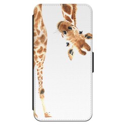 Leuke Telefoonhoesjes iPhone 14 Pro bookcase leer - Giraffe peekaboo