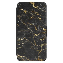 Leuke Telefoonhoesjes iPhone 14 Pro Max bookcase leer - Marmer zwart goud