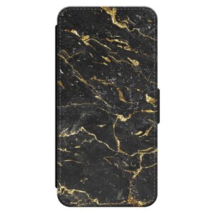 Leuke Telefoonhoesjes iPhone 14 Pro Max bookcase leer - Marmer zwart goud