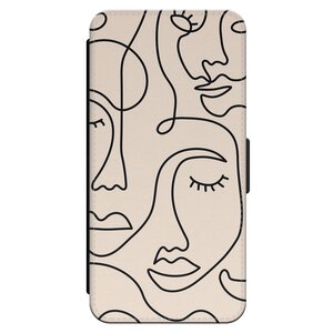Leuke Telefoonhoesjes iPhone 14 Pro Max bookcase leer - Abstract faces