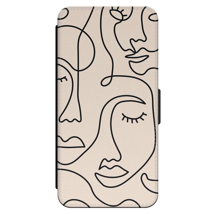 Leuke Telefoonhoesjes iPhone 14 Pro Max bookcase leer - Abstract faces