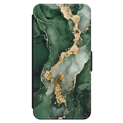 Leuke Telefoonhoesjes iPhone 14 Pro Max bookcase leer - Marmer groen goud