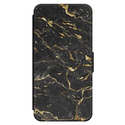 Leuke Telefoonhoesjes iPhone 13 bookcase leer - Marmer zwart goud