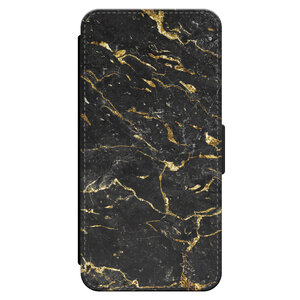 Leuke Telefoonhoesjes iPhone 13 Pro bookcase leer - Marmer zwart goud