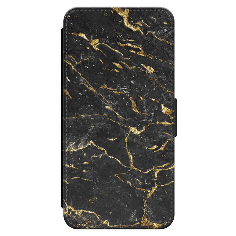 Leuke Telefoonhoesjes iPhone 13 Pro bookcase leer - Marmer zwart goud