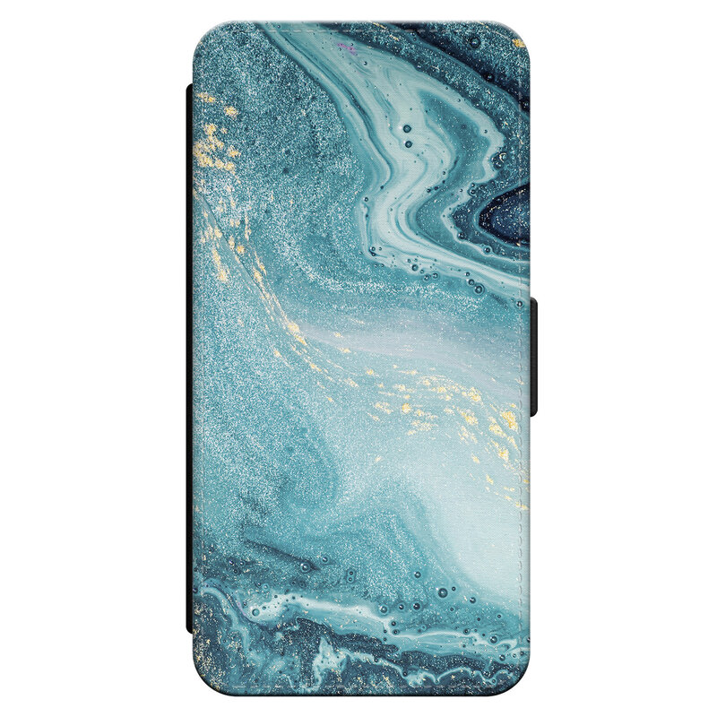Leuke Telefoonhoesjes iPhone 13 Pro bookcase leer - Marmer blauw