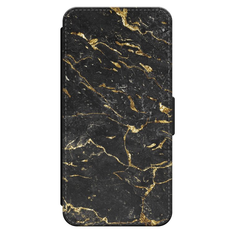 Leuke Telefoonhoesjes iPhone 11 bookcase leer - Marmer zwart goud