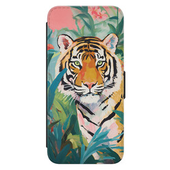 Leuke Telefoonhoesjes Samsung Galaxy S23 bookcase leer - Tijger in de jungle