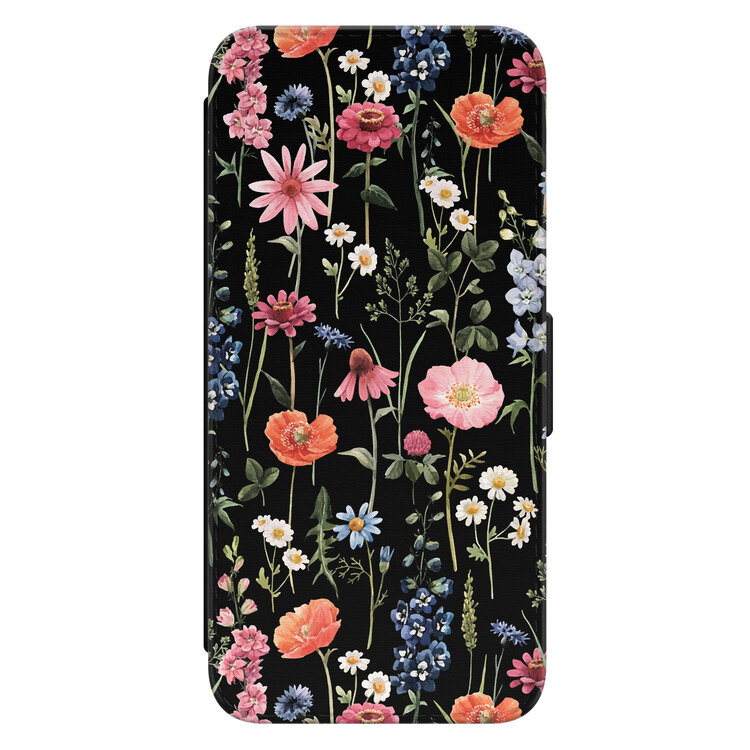 Leuke Telefoonhoesjes Samsung Galaxy S23 bookcase leer - Dark flowers