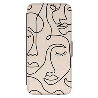 Leuke Telefoonhoesjes Samsung Galaxy A34 bookcase leer - Abstract faces