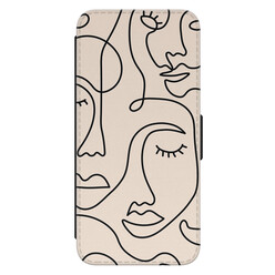 Leuke Telefoonhoesjes Samsung Galaxy A34 bookcase leer - Abstract faces