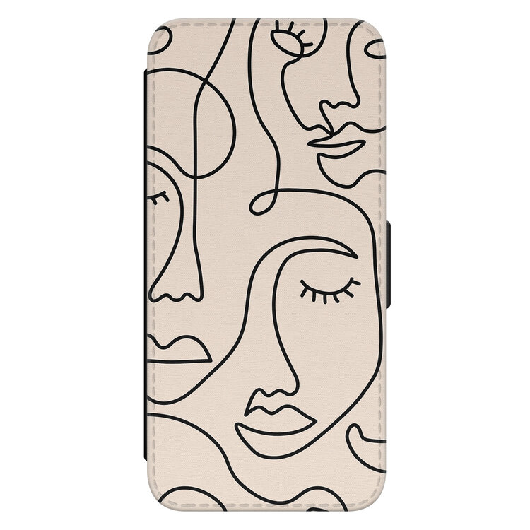 Leuke Telefoonhoesjes Samsung Galaxy A34 bookcase leer - Abstract faces