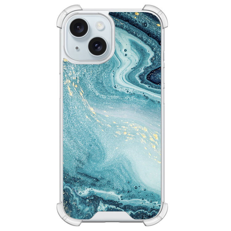 Leuke Telefoonhoesjes iPhone 15 shockproof case - Marmer blauw