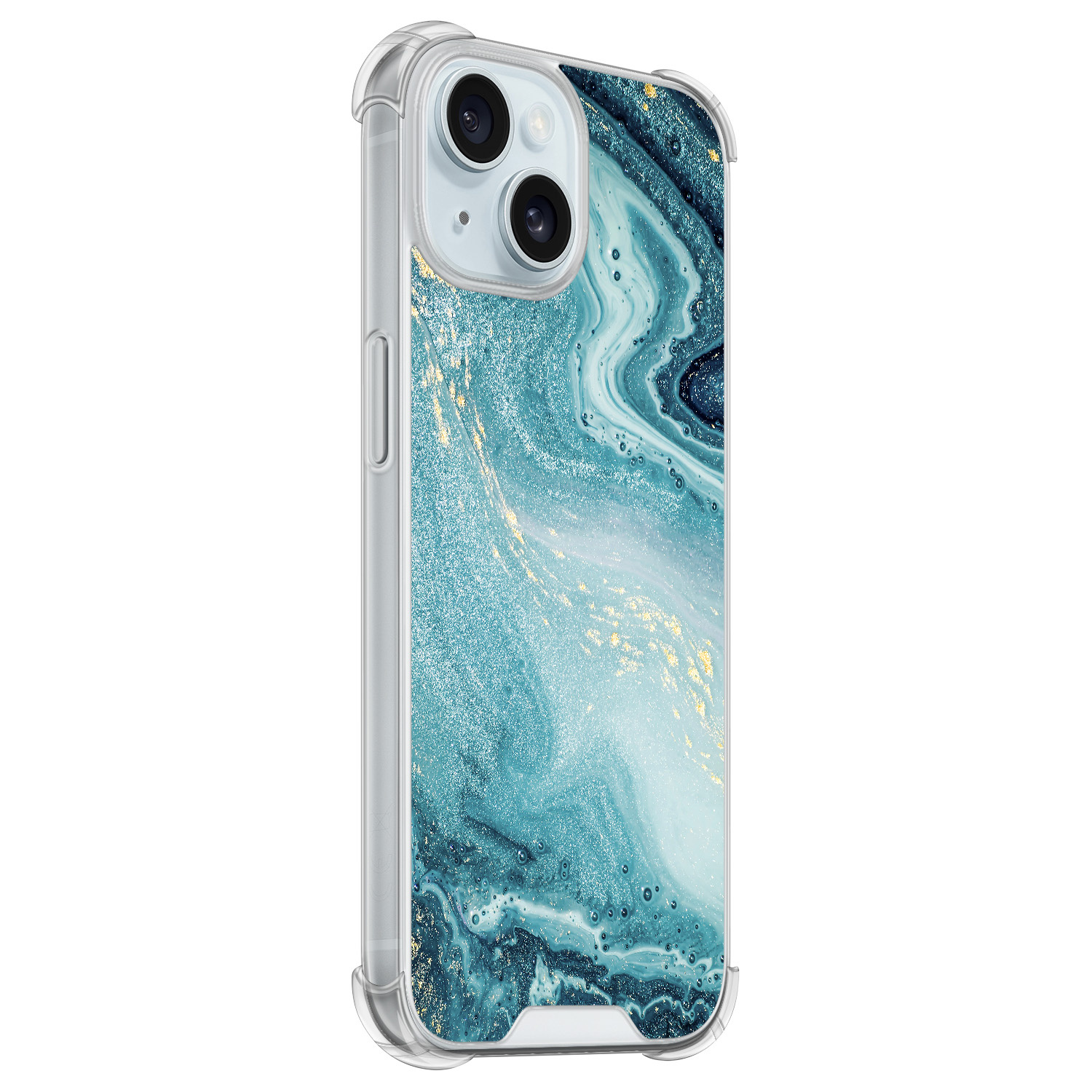 Leuke Telefoonhoesjes iPhone 15 shockproof case - Marmer blauw
