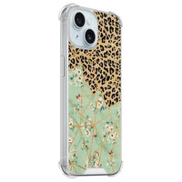 Leuke Telefoonhoesjes iPhone 15 shockproof case - Luipaard flower print