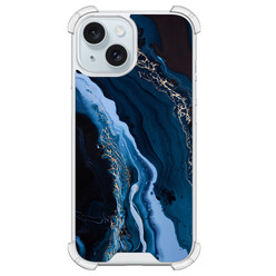 Leuke Telefoonhoesjes iPhone 15 shockproof case - Marmer lagoon blauw