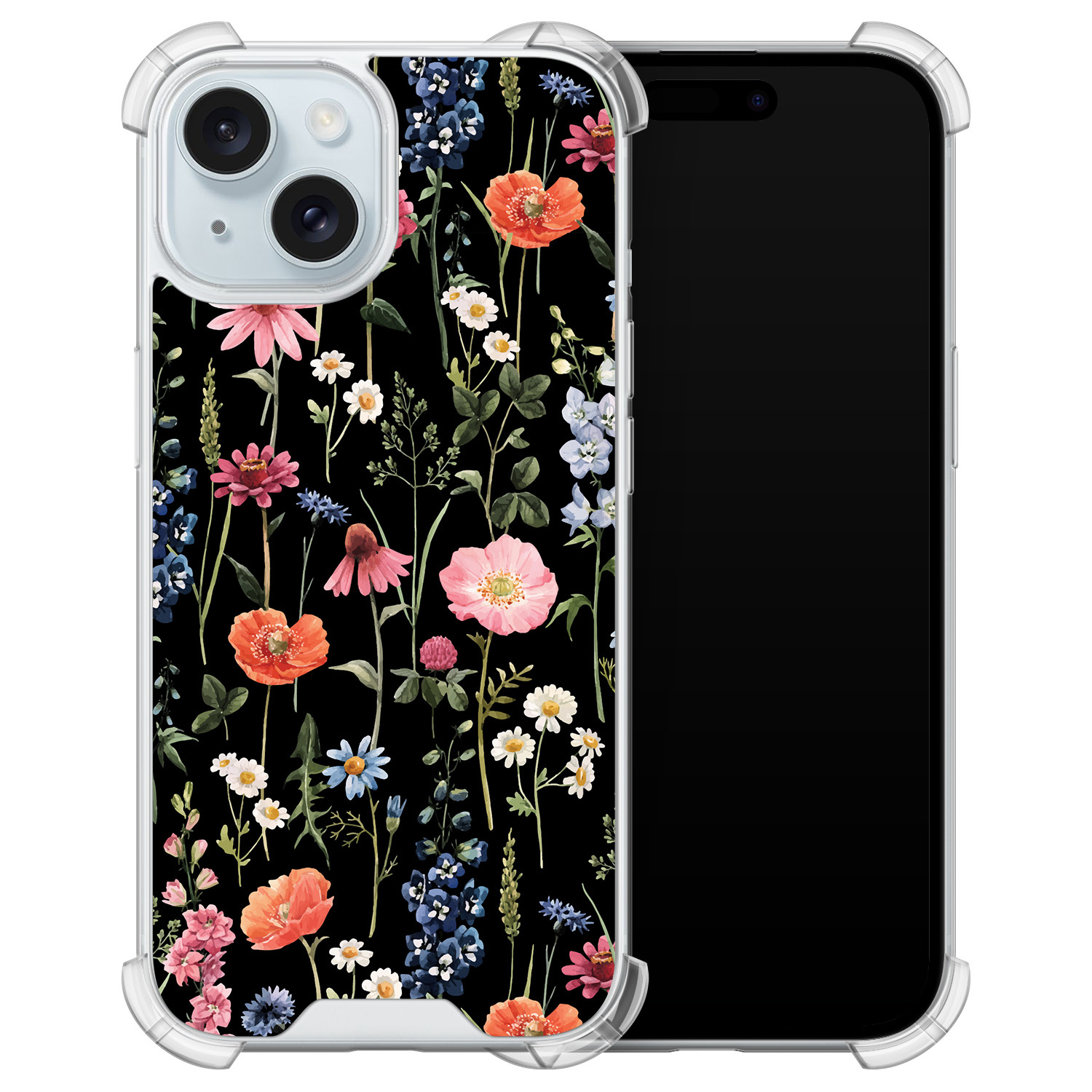 Leuke Telefoonhoesjes iPhone 15 shockproof case - Dark flowers