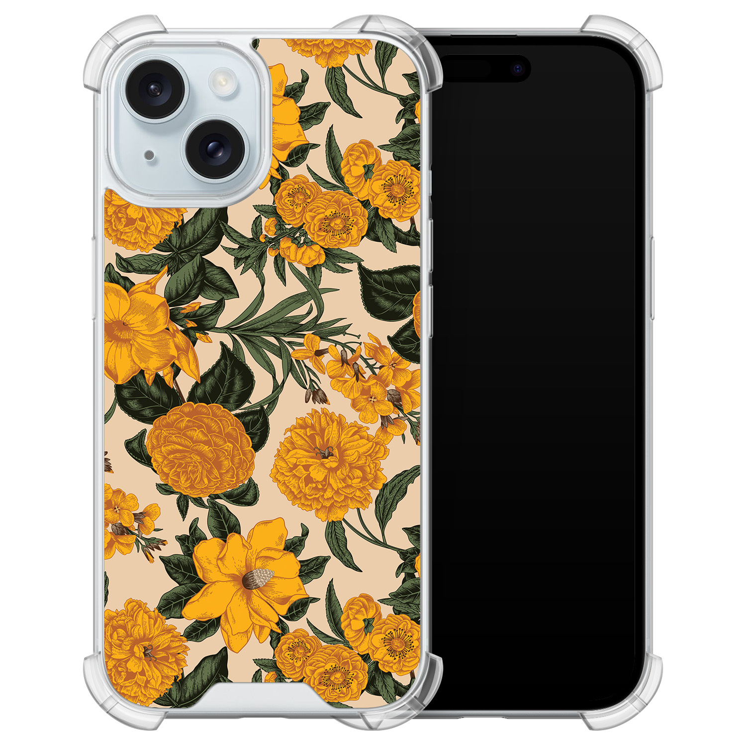 Leuke Telefoonhoesjes iPhone 15 shockproof case - Retro flowers