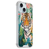 Leuke Telefoonhoesjes iPhone 15 shockproof case - Tijger in de jungle