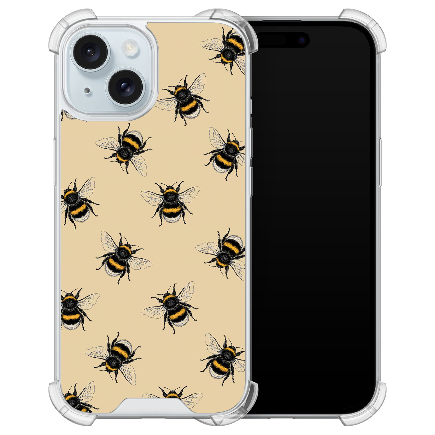 Leuke Telefoonhoesjes iPhone 15 shockproof case - Bee happy