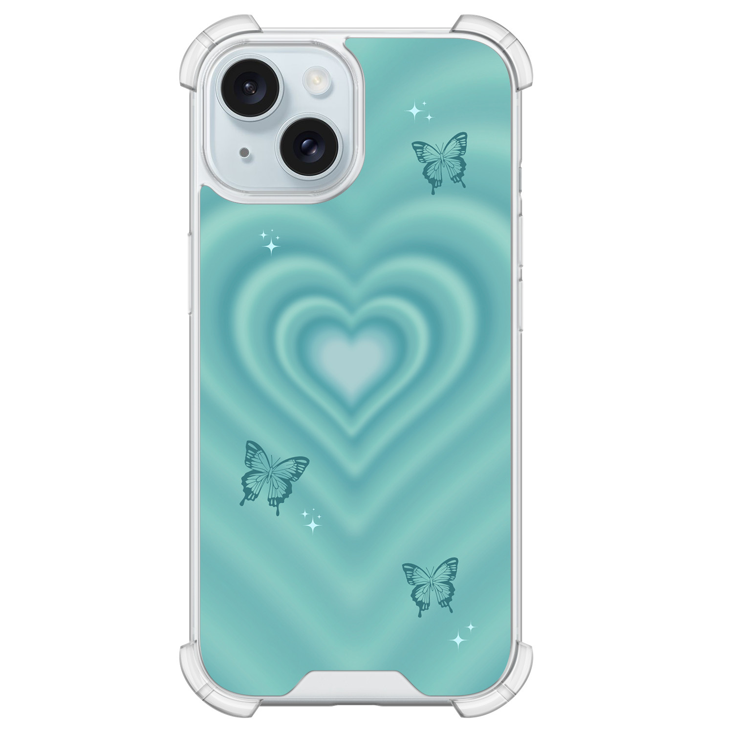 Leuke Telefoonhoesjes iPhone 15 shockproof case - Retro hart vlinder