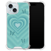 Leuke Telefoonhoesjes iPhone 15 shockproof case - Retro hart vlinder