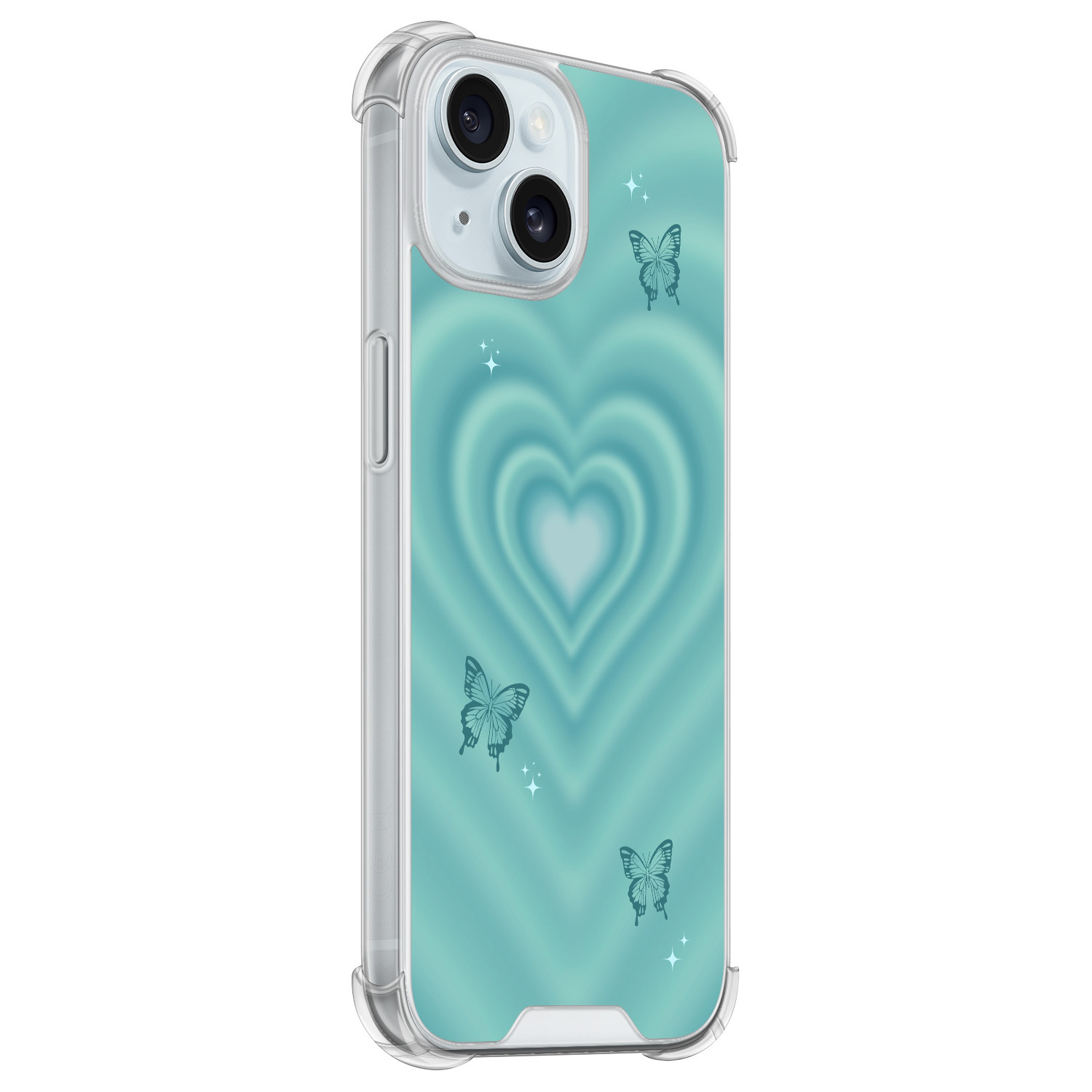 Leuke Telefoonhoesjes iPhone 15 shockproof case - Retro hart vlinder