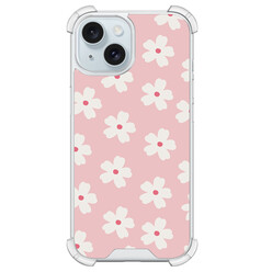 Leuke Telefoonhoesjes iPhone 15 shockproof case - Roze retro bloempjes