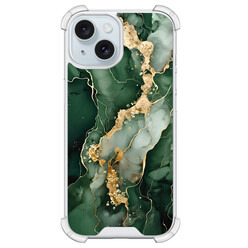 Leuke Telefoonhoesjes iPhone 15 shockproof case - Marmer groen goud