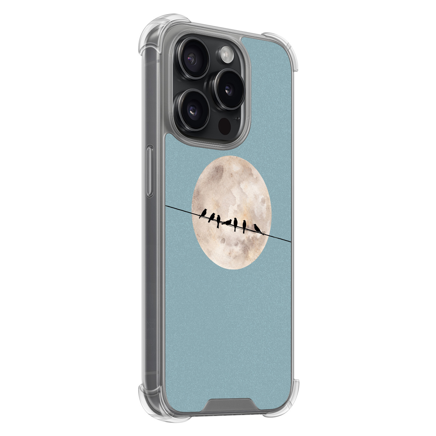 Leuke Telefoonhoesjes iPhone 15 Pro shockproof case - Moon birds