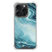 Leuke Telefoonhoesjes iPhone 15 Pro shockproof case - Marmer blauw