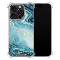 Leuke Telefoonhoesjes iPhone 15 Pro shockproof case - Marmer blauw