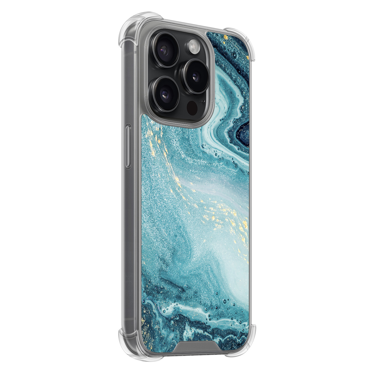 Leuke Telefoonhoesjes iPhone 15 Pro shockproof case - Marmer blauw