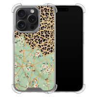 Leuke Telefoonhoesjes iPhone 15 Pro shockproof case - Luipaard flower print