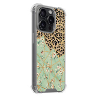 Leuke Telefoonhoesjes iPhone 15 Pro shockproof case - Luipaard flower print