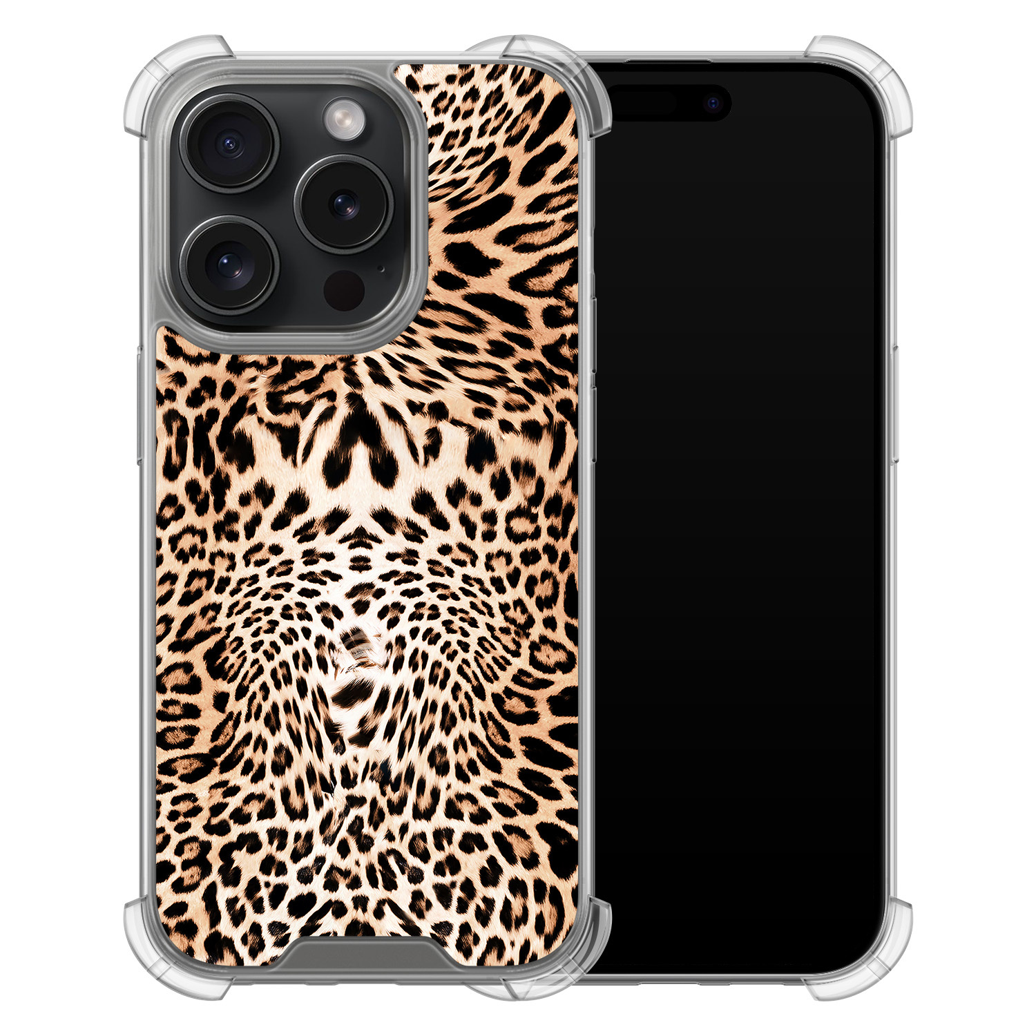 Leuke Telefoonhoesjes iPhone 15 Pro shockproof case - Luipaardprint