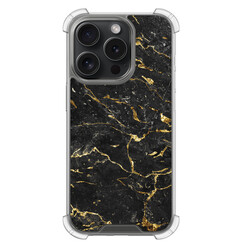 Leuke Telefoonhoesjes iPhone 15 Pro shockproof case - Marmer zwart goud