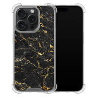 Leuke Telefoonhoesjes iPhone 15 Pro shockproof case - Marmer zwart goud