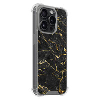Leuke Telefoonhoesjes iPhone 15 Pro shockproof case - Marmer zwart goud
