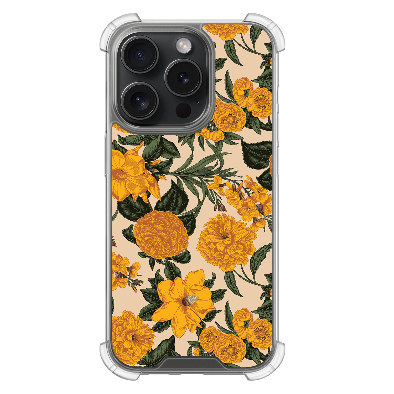 Leuke Telefoonhoesjes iPhone 15 Pro shockproof case - Retro flowers