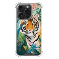 Leuke Telefoonhoesjes iPhone 15 Pro shockproof case - Tijger in de jungle